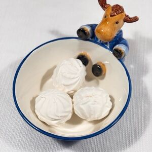 Ceramic Cow Design Bowl with White Accents
